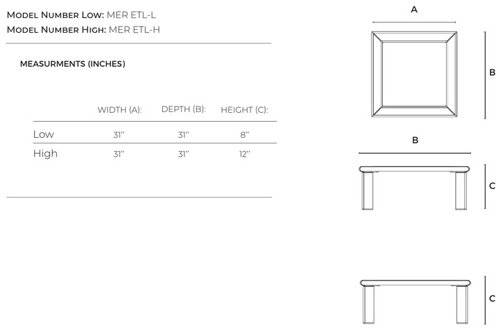 Meritage Large End Table dimensions